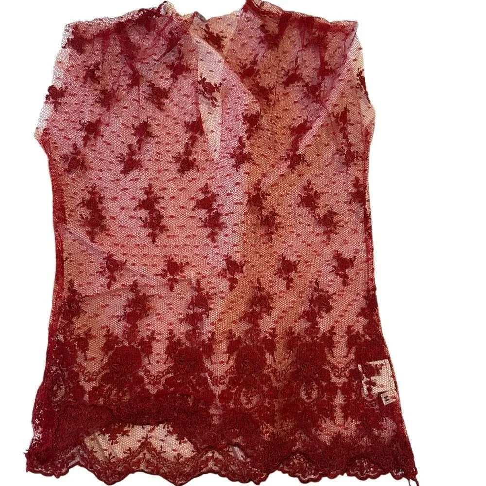 Elegant Lace Chemise in Rich Burgundy